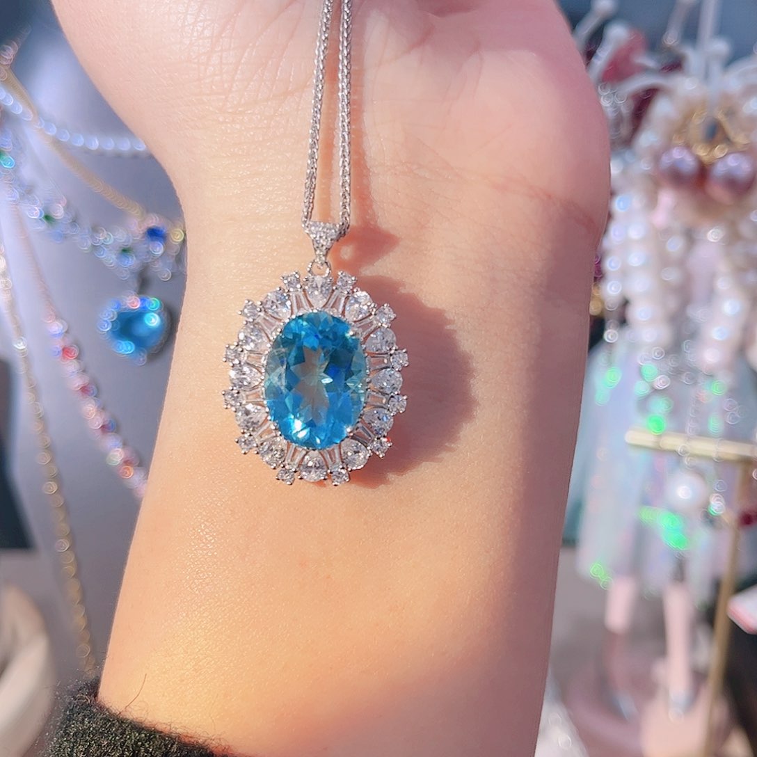 托帕石颈饰银S925镶嵌