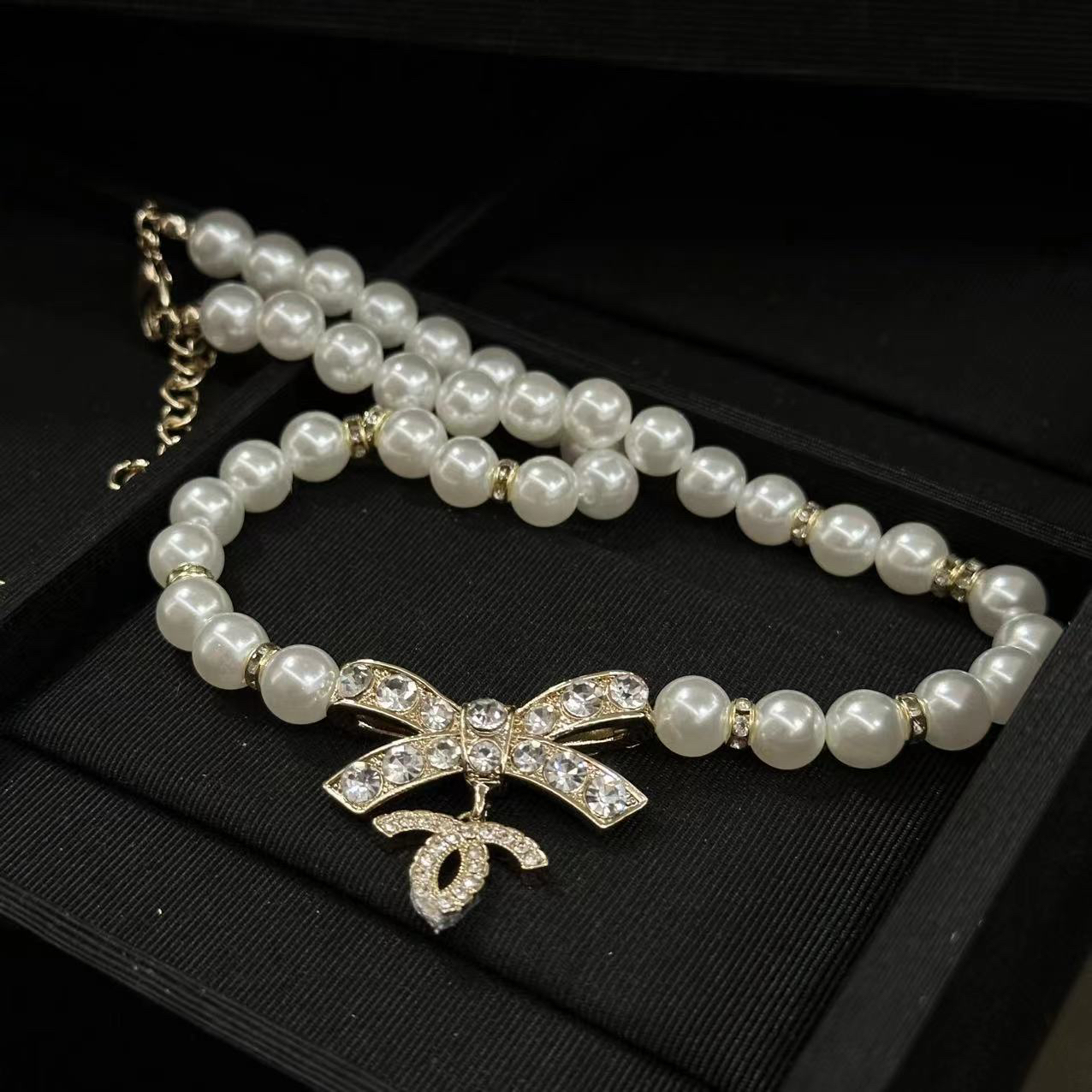 铜合金项链 蝴蝶结珠珠气质项链-90781