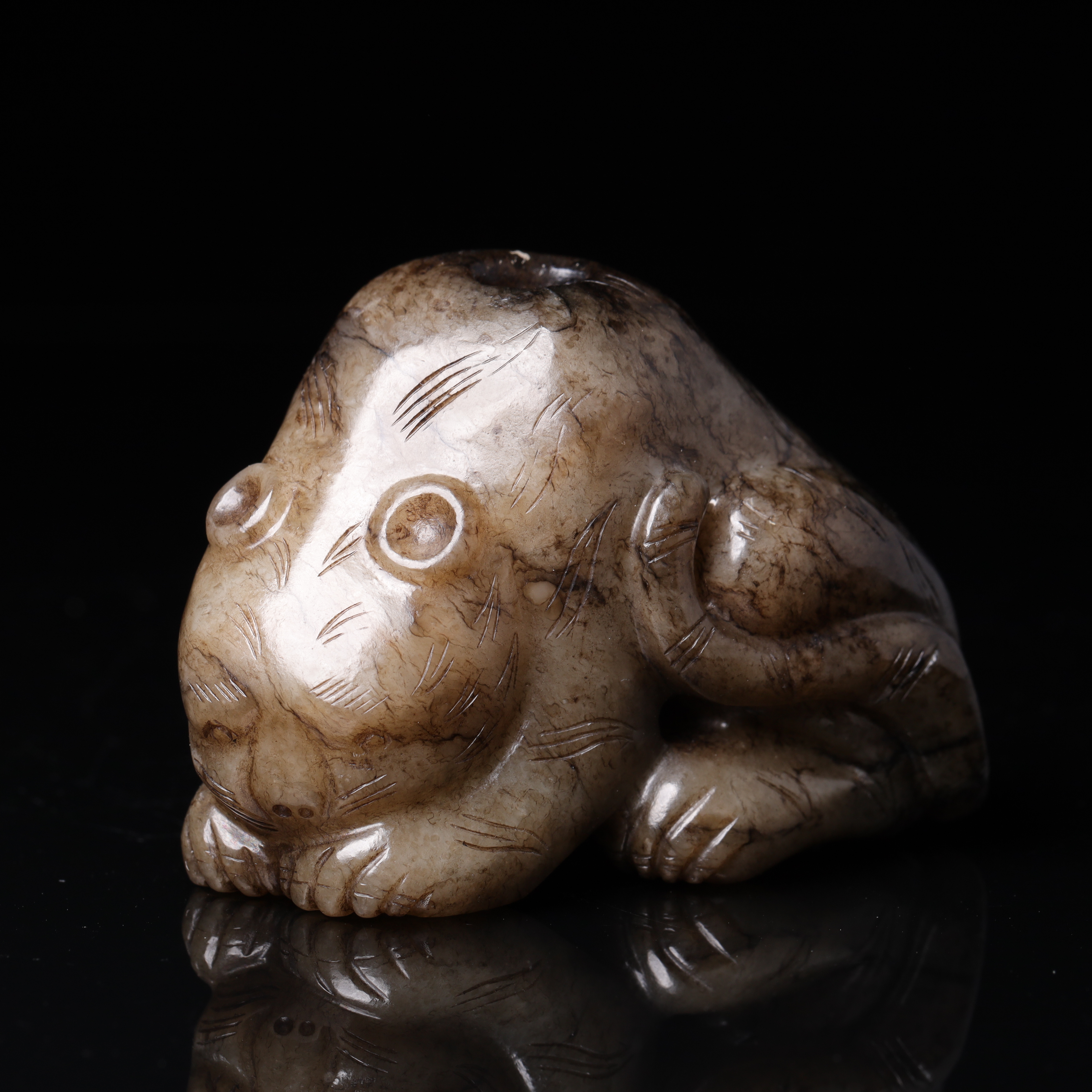 31明代和田玉玉虎把件-NJ