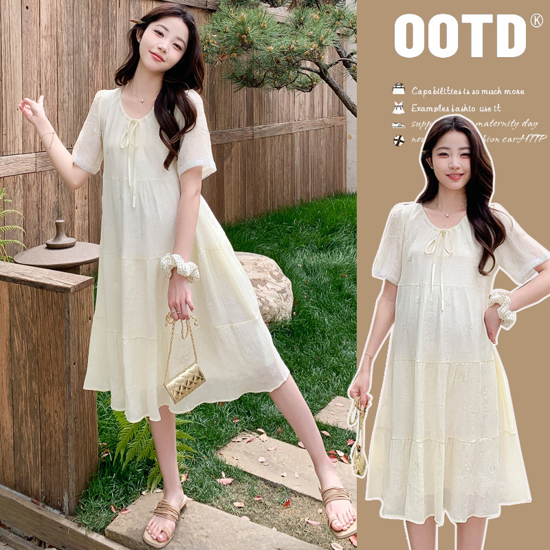 2025韩版新款孕妇连衣裙 甜美宽松孕妇裙