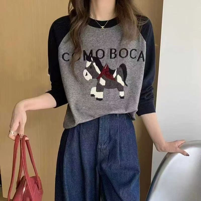 90058时尚洋气遮肉显瘦小衫上衣长袖大码女装T恤