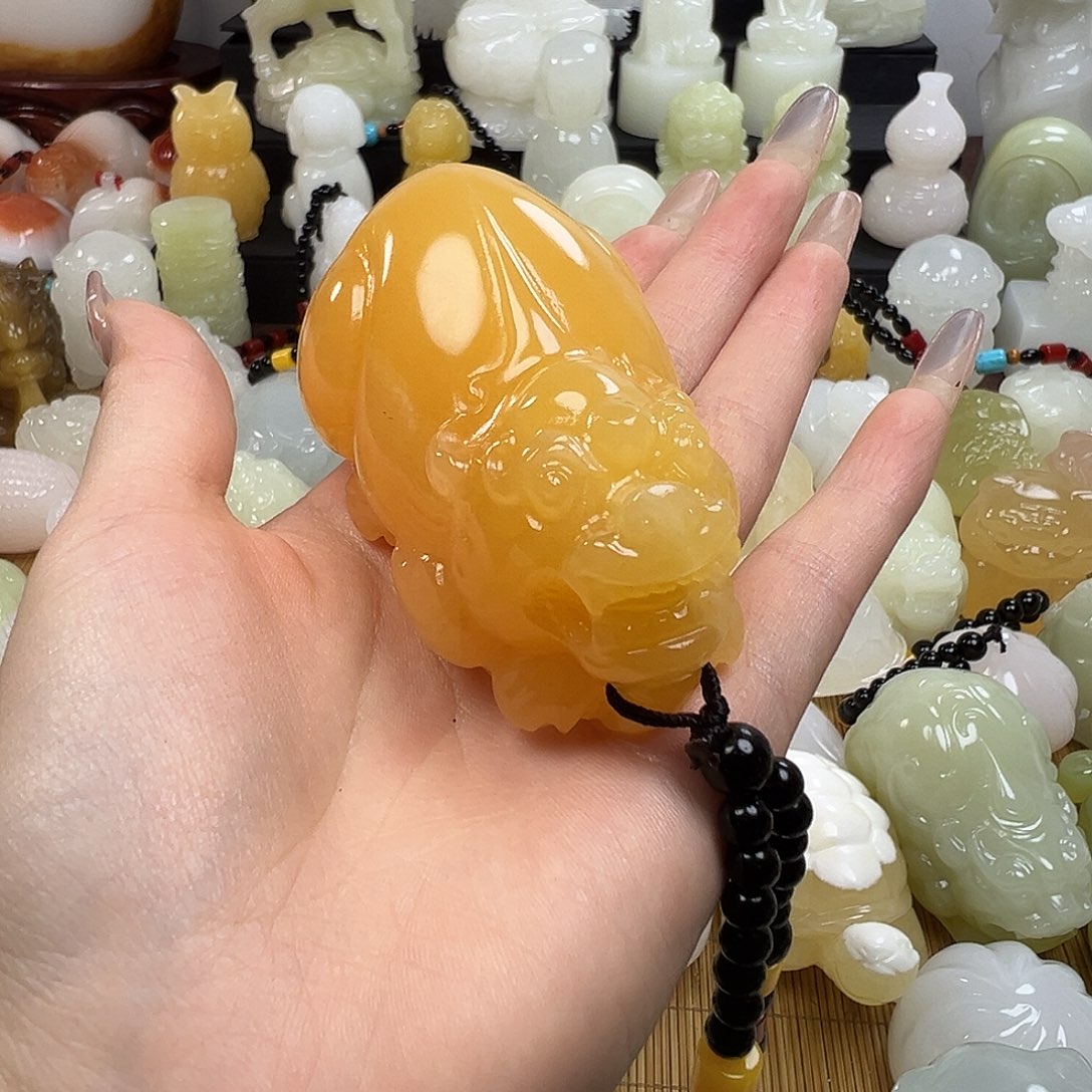 石材小**ぃ黄糖色手把貔貅