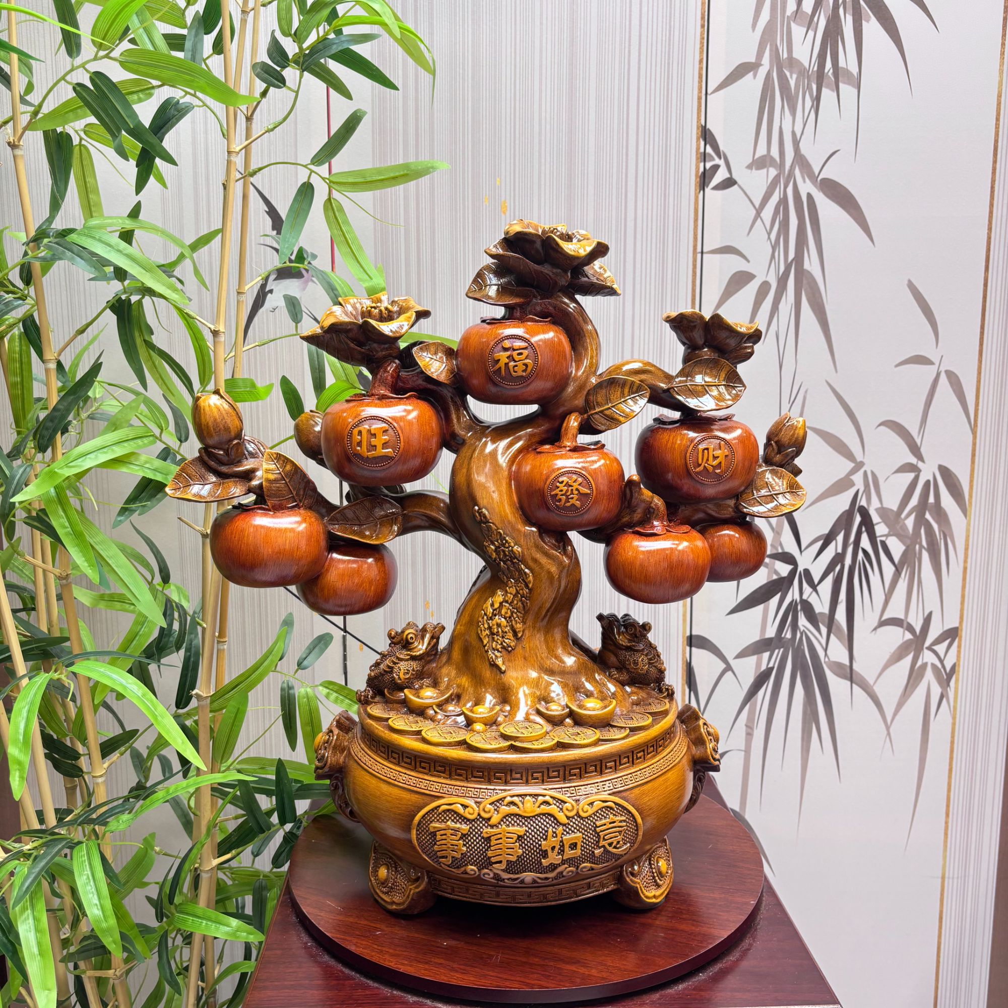 事事柿柿如意柿子树摆件客厅玄关酒柜装饰乔迁新居礼物