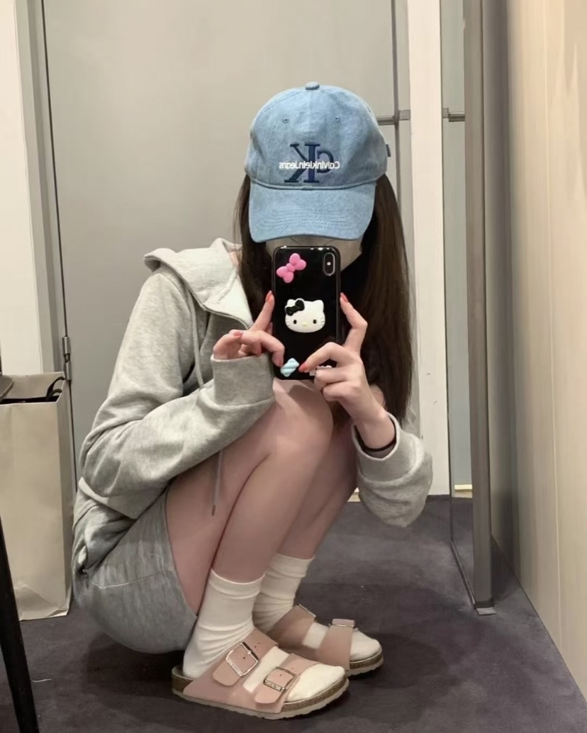 C.K夏季鸭舌帽可大小调节帽子字母刺绣棒球帽水洗百搭棒球鸭舌帽