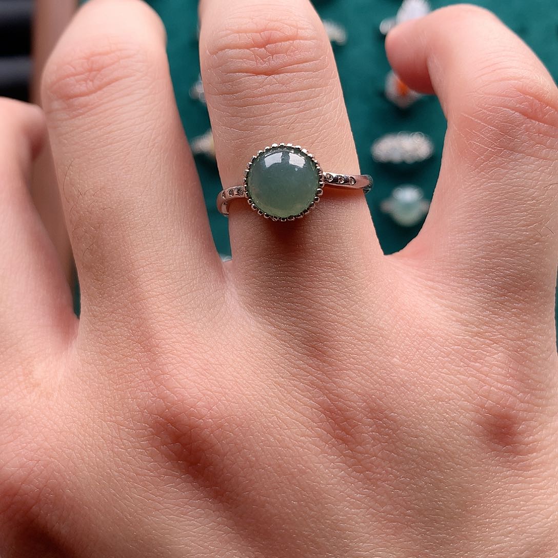 翡翠戒指银S925镶嵌0035