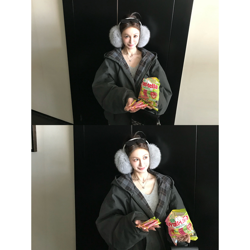 Skk Store '锁温胶囊'工装风重磅水洗做旧格纹90白鸭绒夹克羽绒服