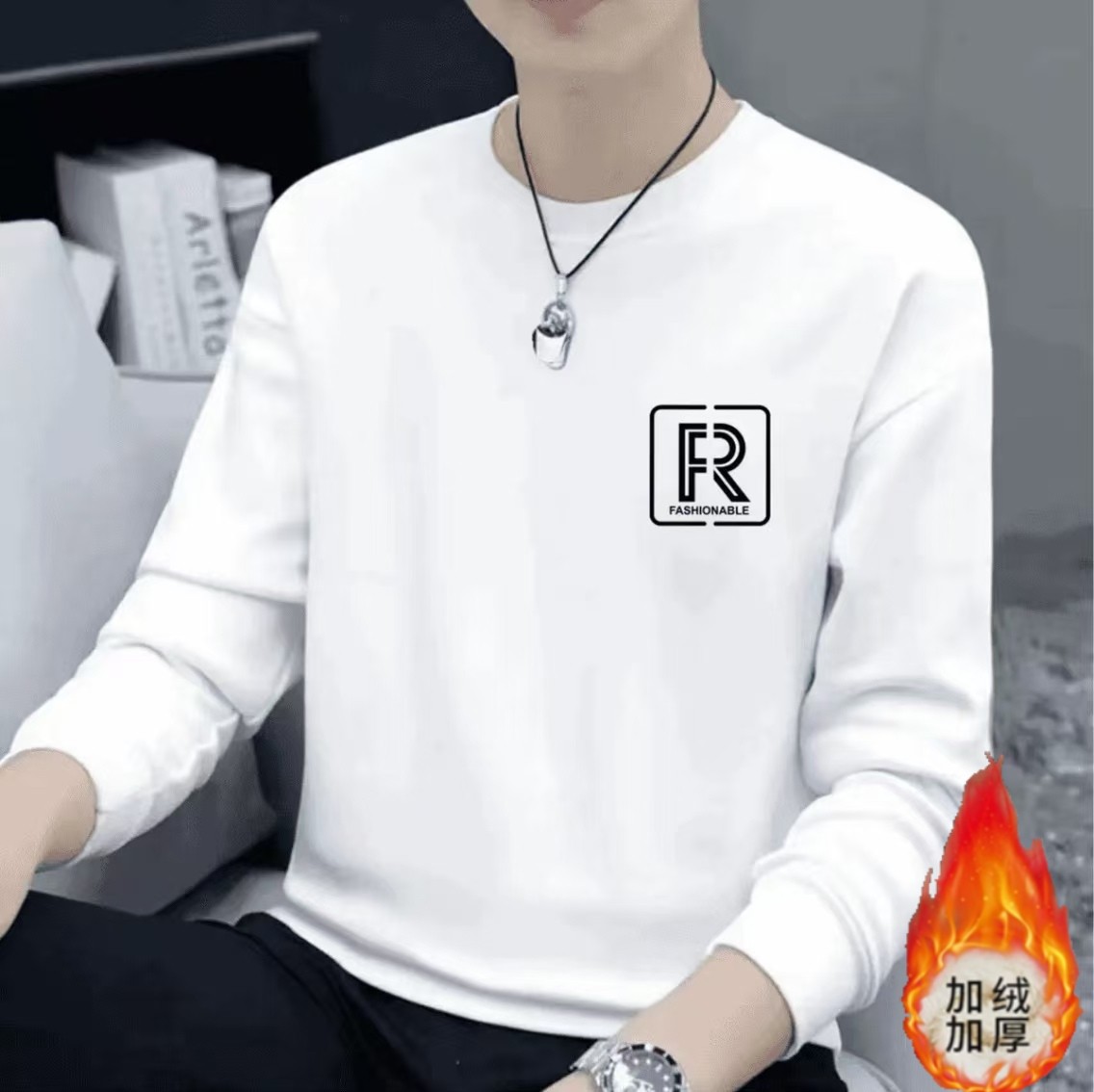 【加绒款】]2025冬加绒加厚圆领长袖卫衣运动时尚简约百搭男女同款