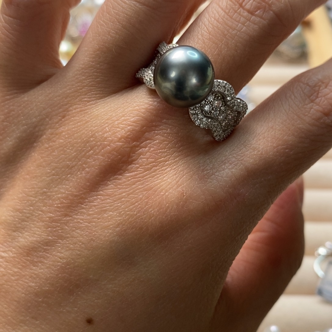 海水珍珠戒圈银S925镶嵌