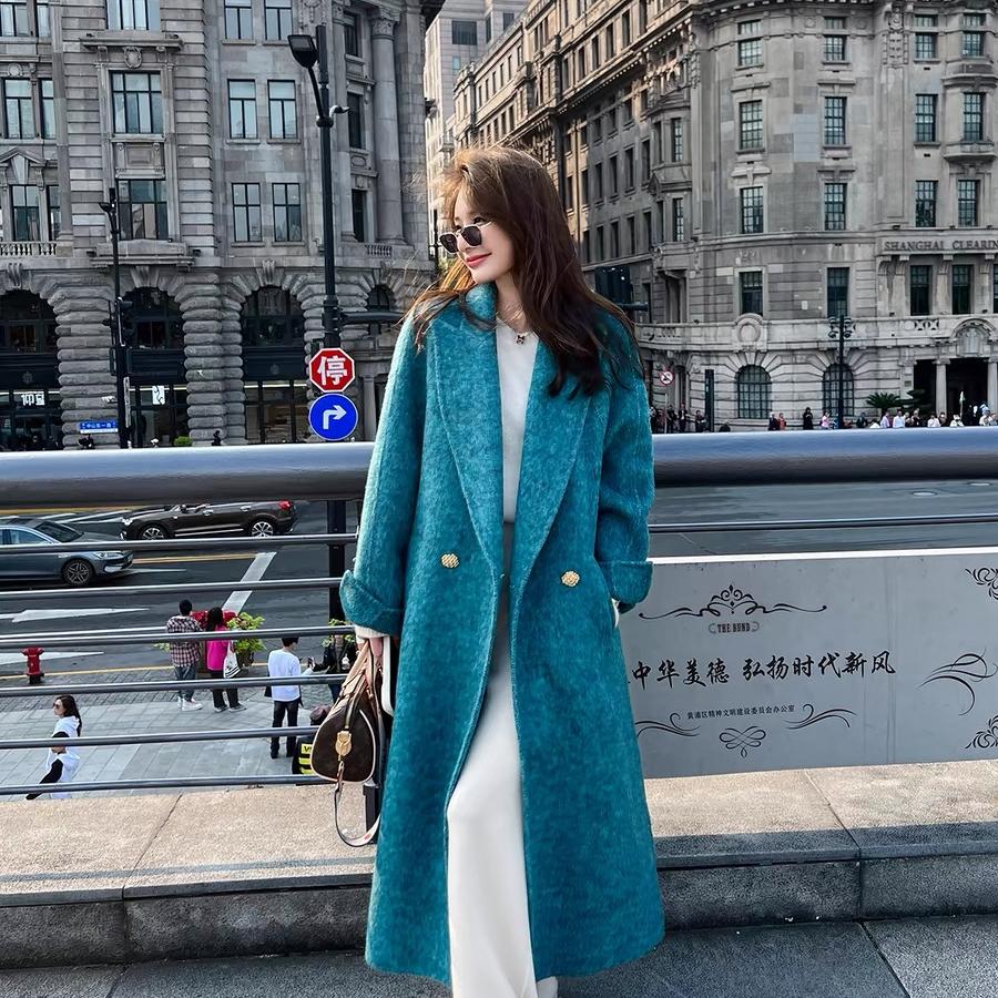 2025年长款落肩袖宽松双面羊毛女装秋冬装新款8505