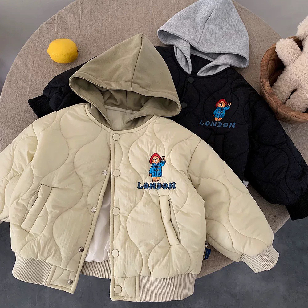儿童连帽棉服夹棉2025秋冬新款男女童卡通棉袄潮宝宝棉衣外套洋气