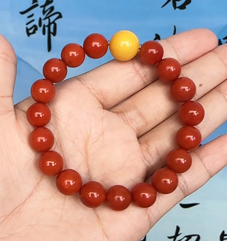 【齐福珠宝】10mmDIY色标近锦红南红单圈（多样性发其一）