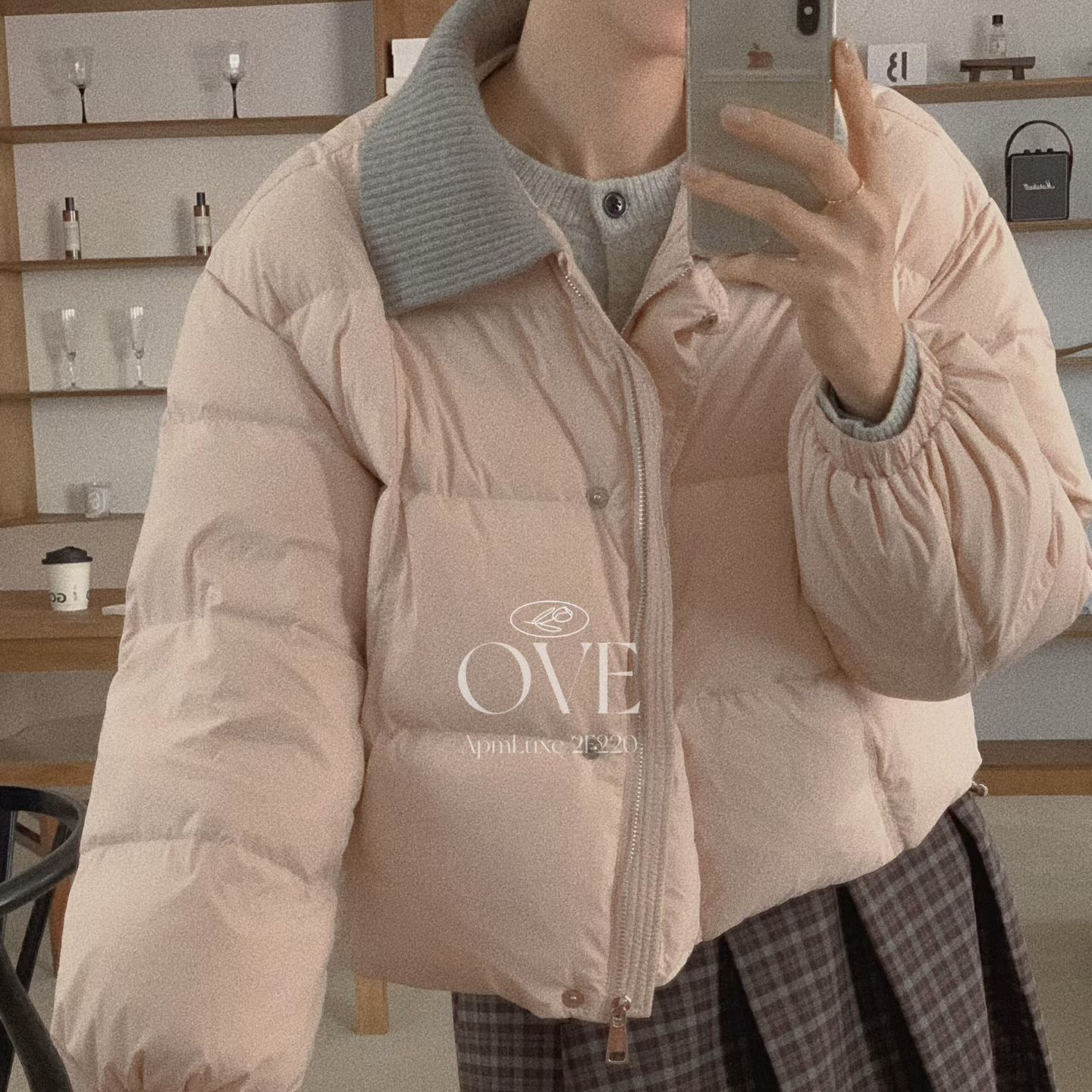 东大门正品针织绒翻领短款加厚宽松撞色时尚保暖外套