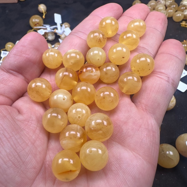 天然俄料蜜蜡微瑕单珠卡12mm文玩配饰多样性发其一