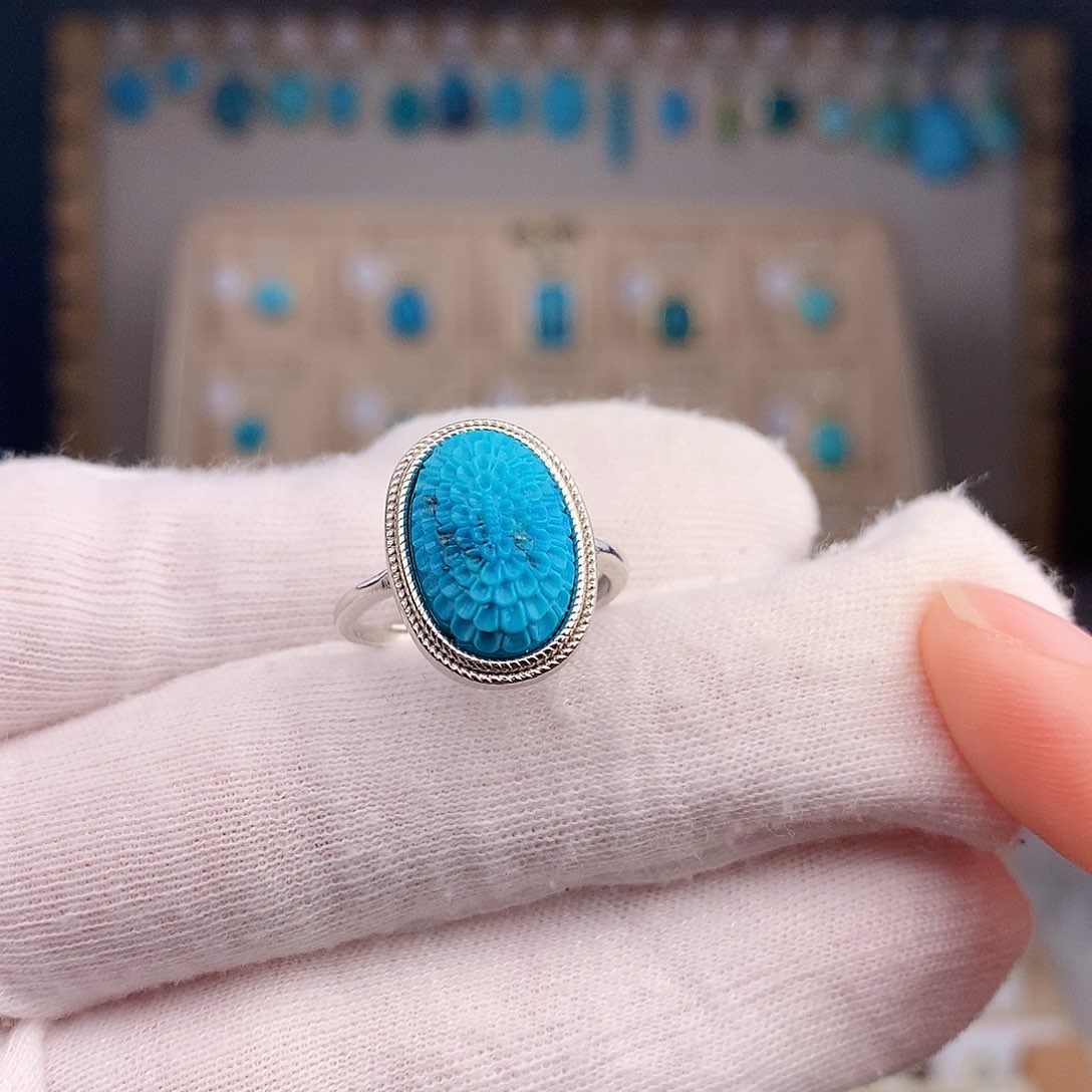 绿松石戒指银S925镶嵌