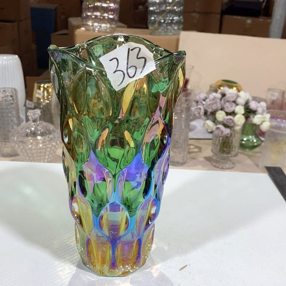 无铅玻璃363高24口12水晶玻璃花瓶嘎嘎好看玻璃花瓶