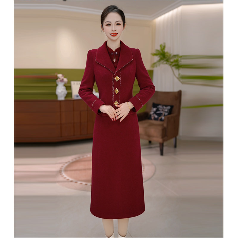 JG-25851 新款2025年冬季修身气质优雅两件厚绒连衣裙 M-4XL