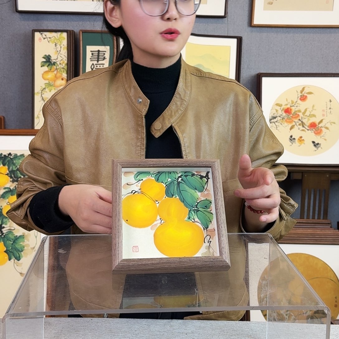 国画手绘带框尺寸：15*15