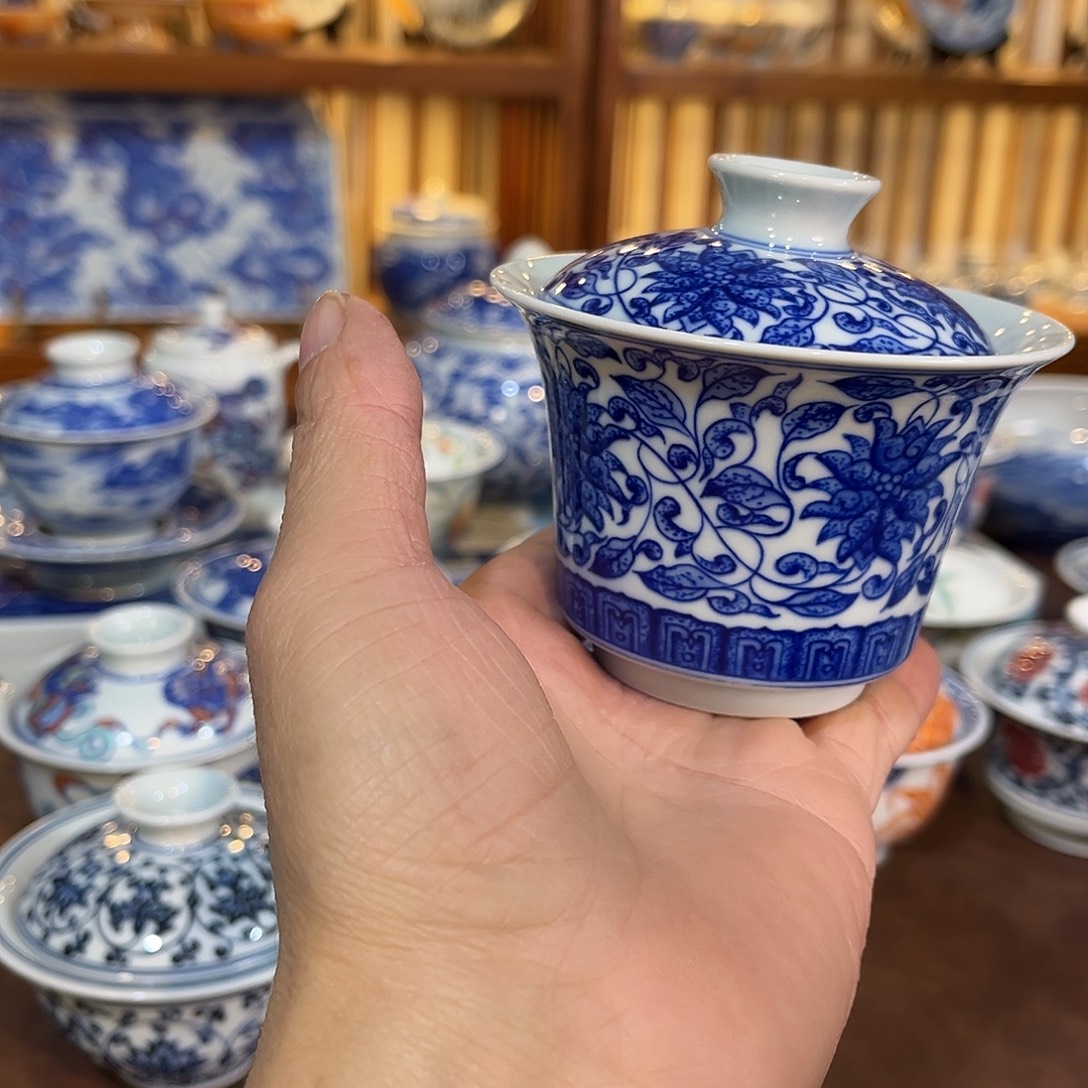 錡镇堂手工手绘盖碗