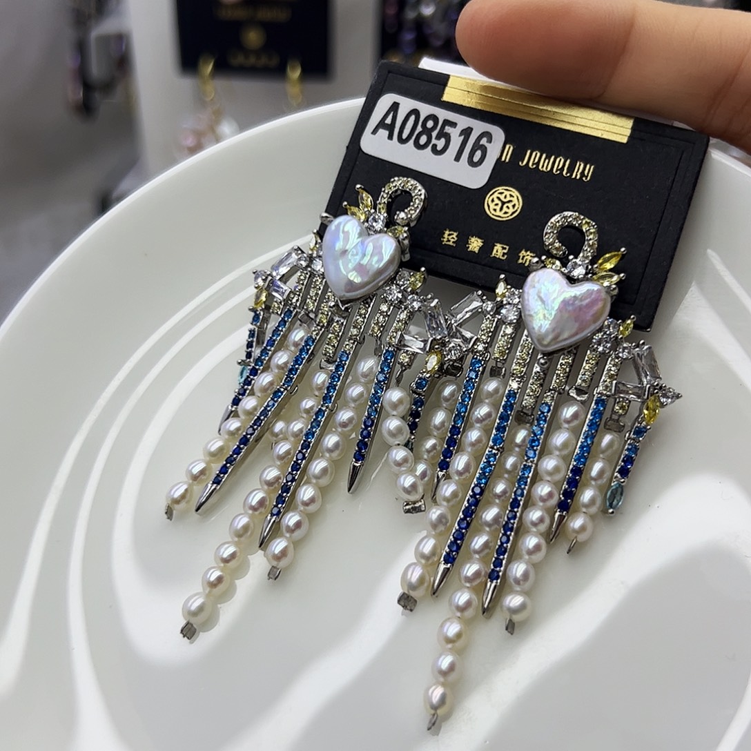 淡水珍珠耳饰银S925镶嵌