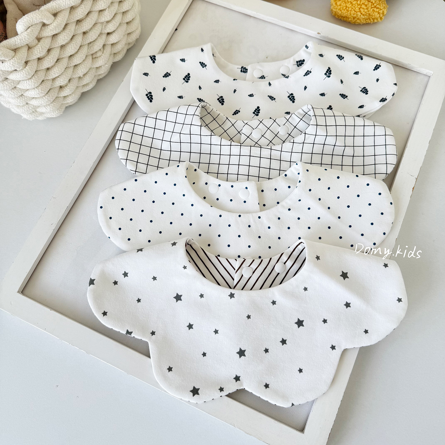 宝宝韩版口水巾双面纯棉防水口水兜新生儿A类防吐奶围嘴花瓣围兜