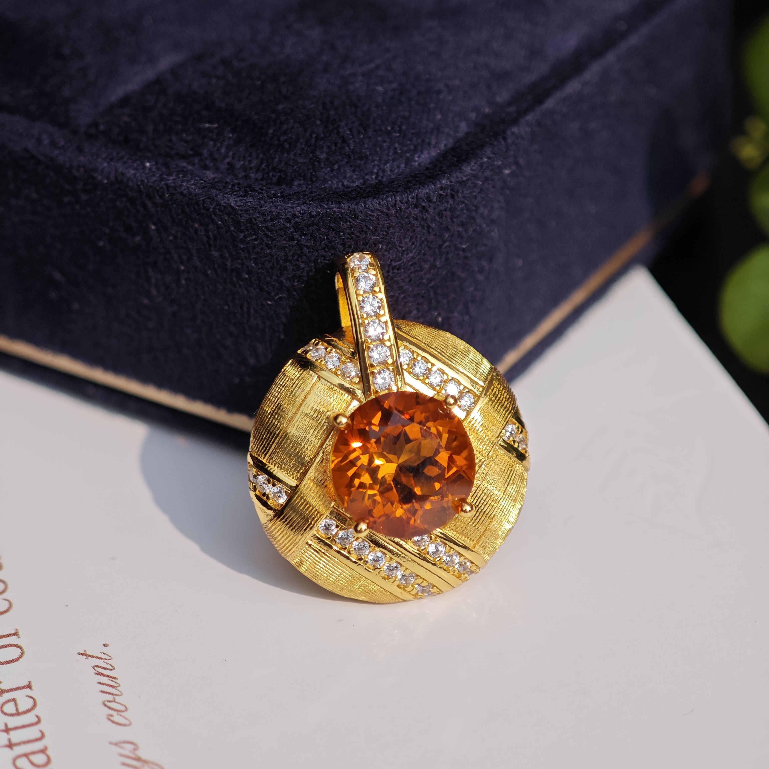 S925黄晶吊坠中古风气质款