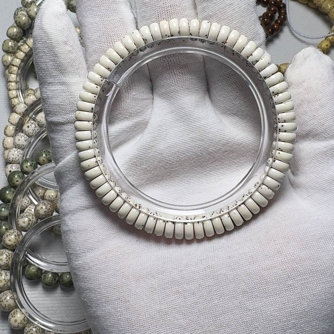 星月菩提手串原生态原脂白药片手串大留白