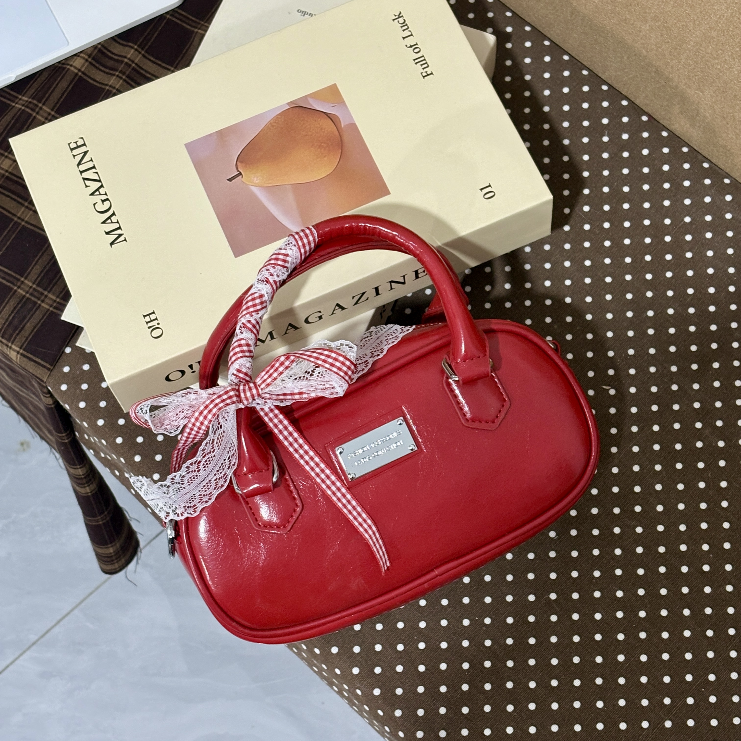 JuanJuan自制复古甜美手提包b034