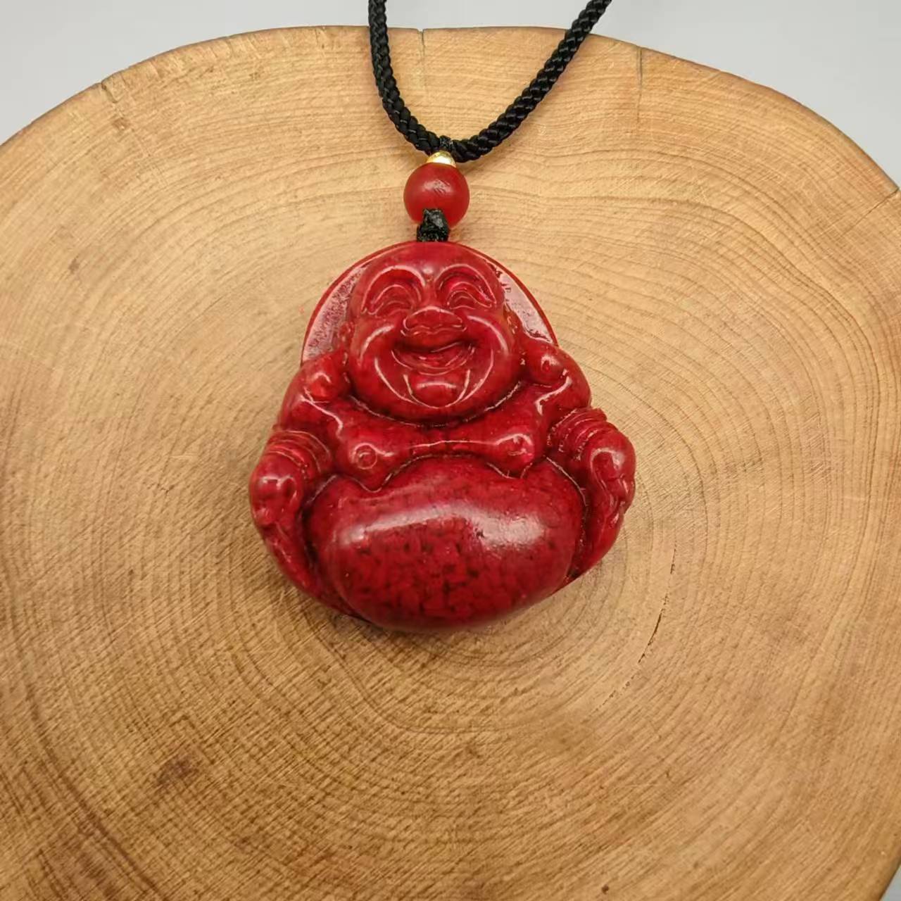 含辰砂工艺品jt300-晶体砂块佛公吊坠32左右mm