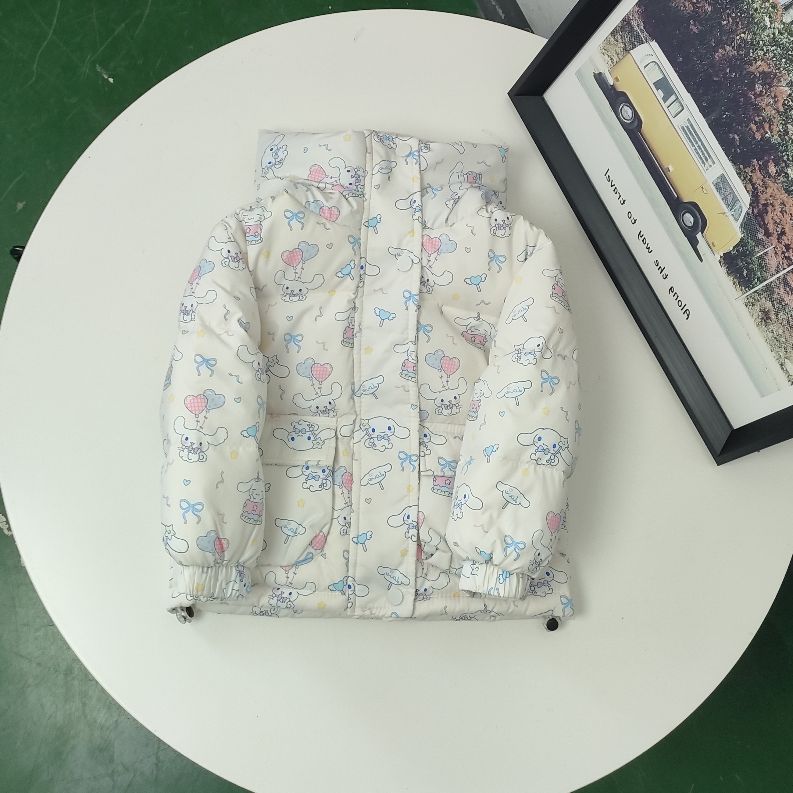 （733）儿童冬季花布外套连帽卡通拉链可爱绒服