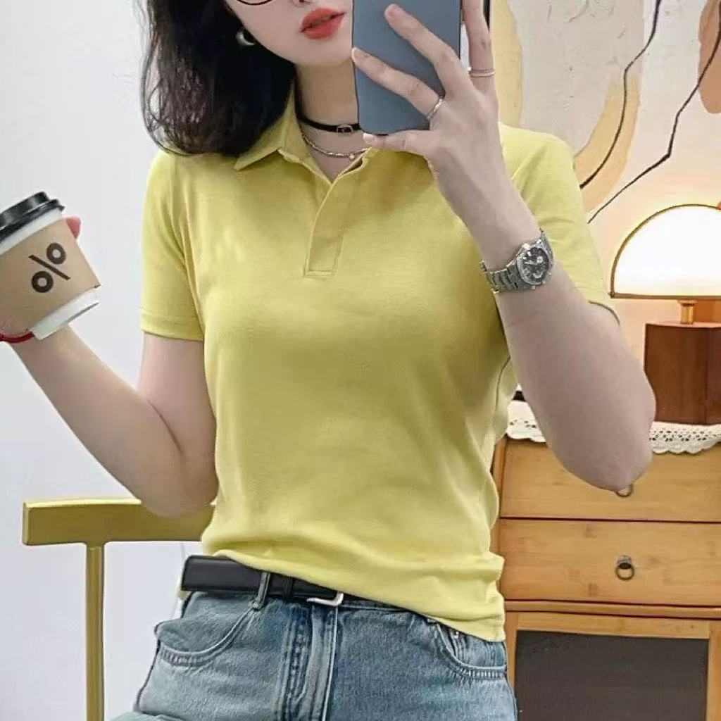 【锦衣服饰】WSN 5262韩系POLO领刺绣字母标短袖T