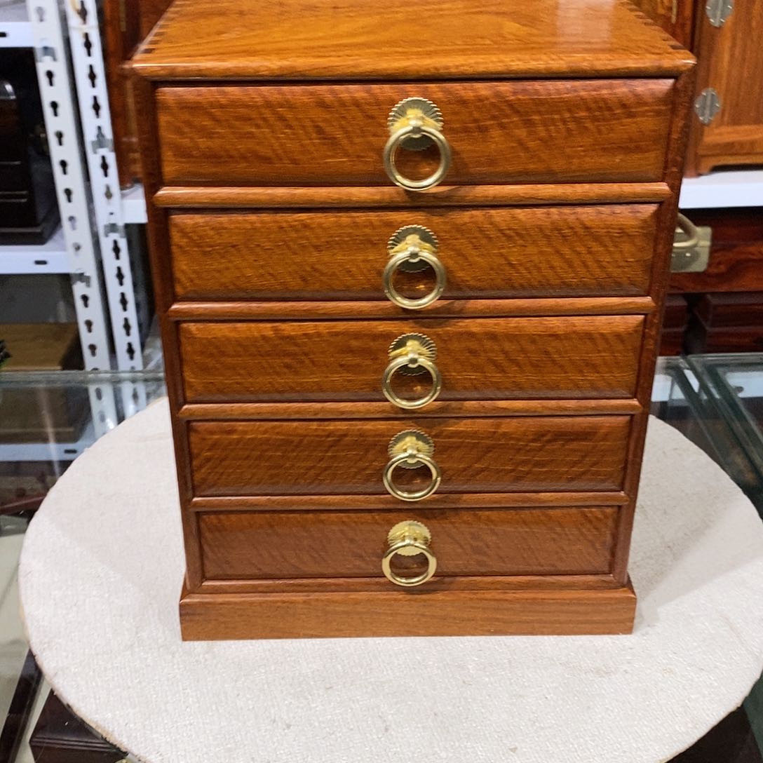 大果紫檀（缅甸花梨）独板五屉箱26/25/33