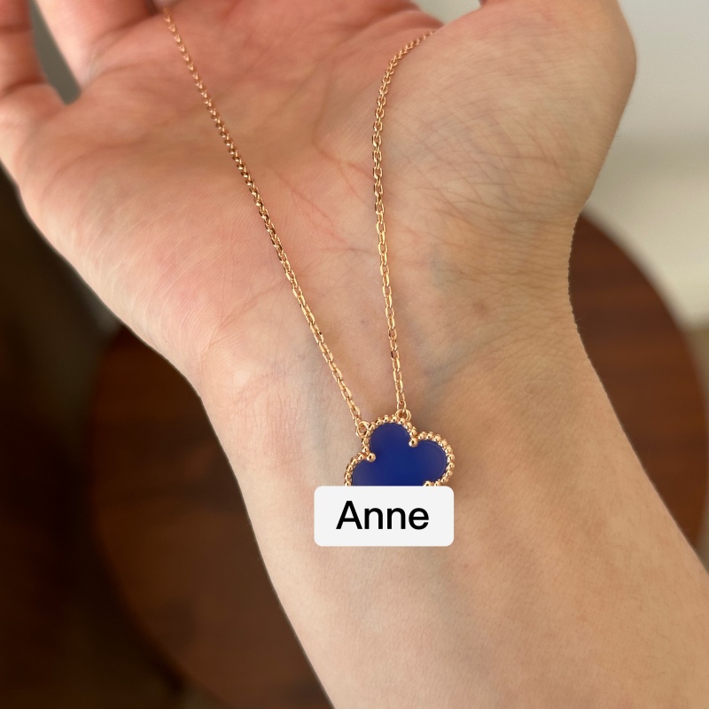 铜合金项链 轻奢克莱因蓝四叶草精致项链【X649】