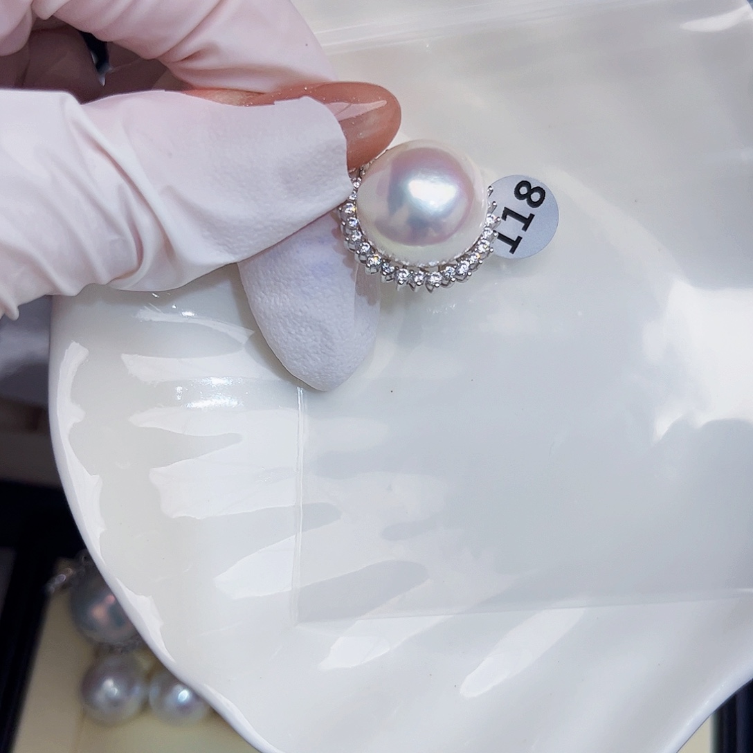 ＊***＊银S925镶嵌淡水珍珠耳饰