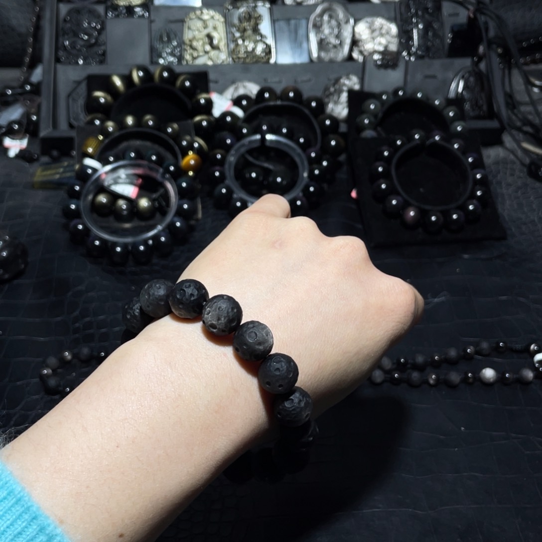 黑曜岩手链未镶嵌ᠲ****ᠯ