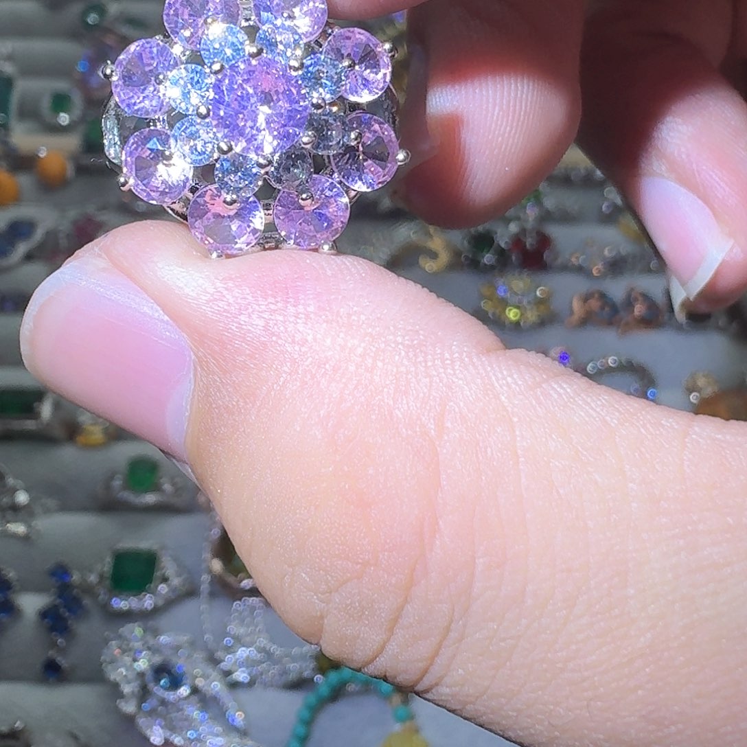 绿水晶戒指银S925镶嵌