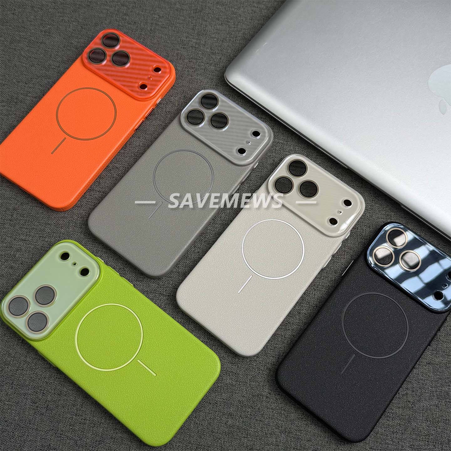 savemews无线充荔枝纹PC壳适用iPhone17/16镜头膜手机壳15/14/13