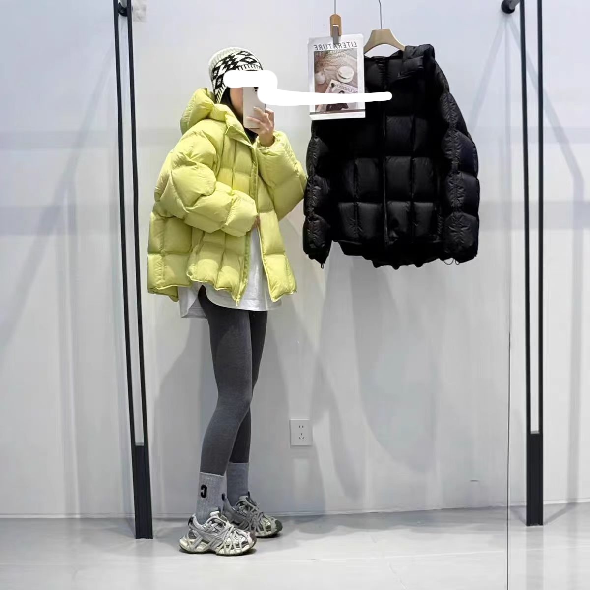 （柚子同款）FY冬季韩版时尚连帽豆腐块羽绒服08