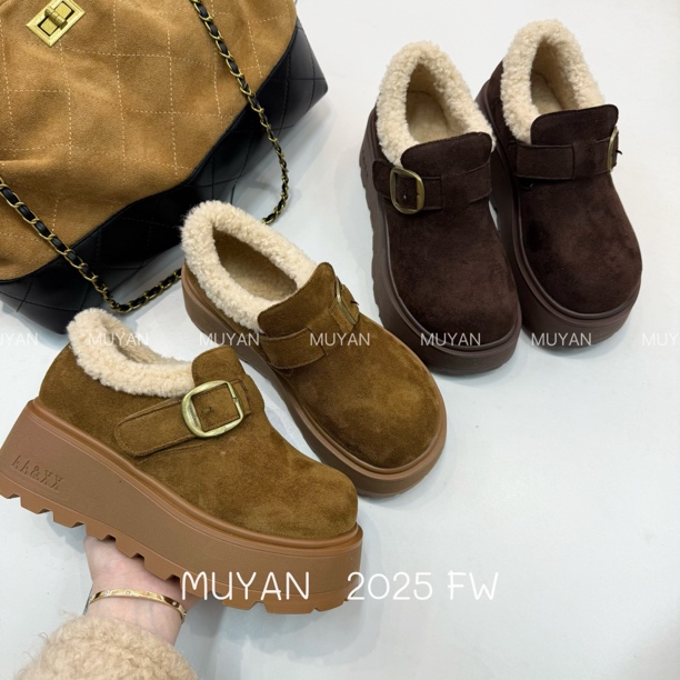 MY—7厘米厚底勃肯鞋2025秋季新款系带少女风乐福鞋厚底勃肯鞋