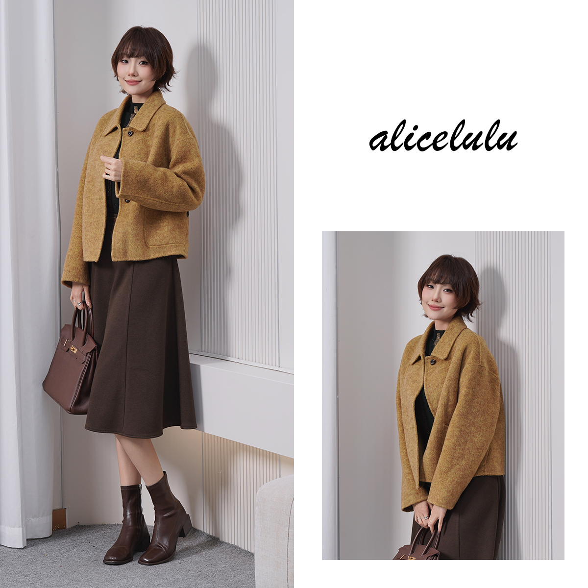 2alicelulu 独领时髦.羊毛大衣高级羊毛轻奢华美 S2145579Tr