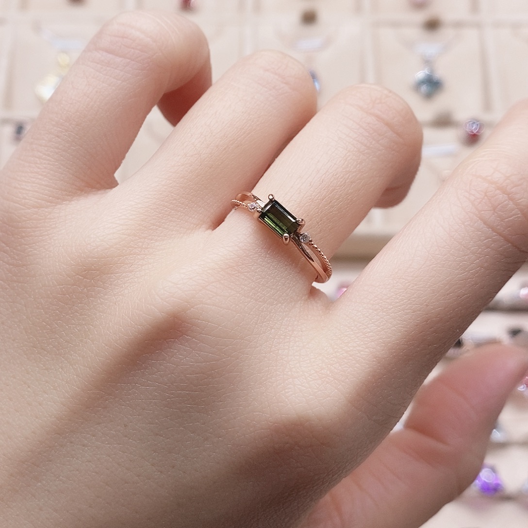 碧玺戒指银S925镶嵌戒指