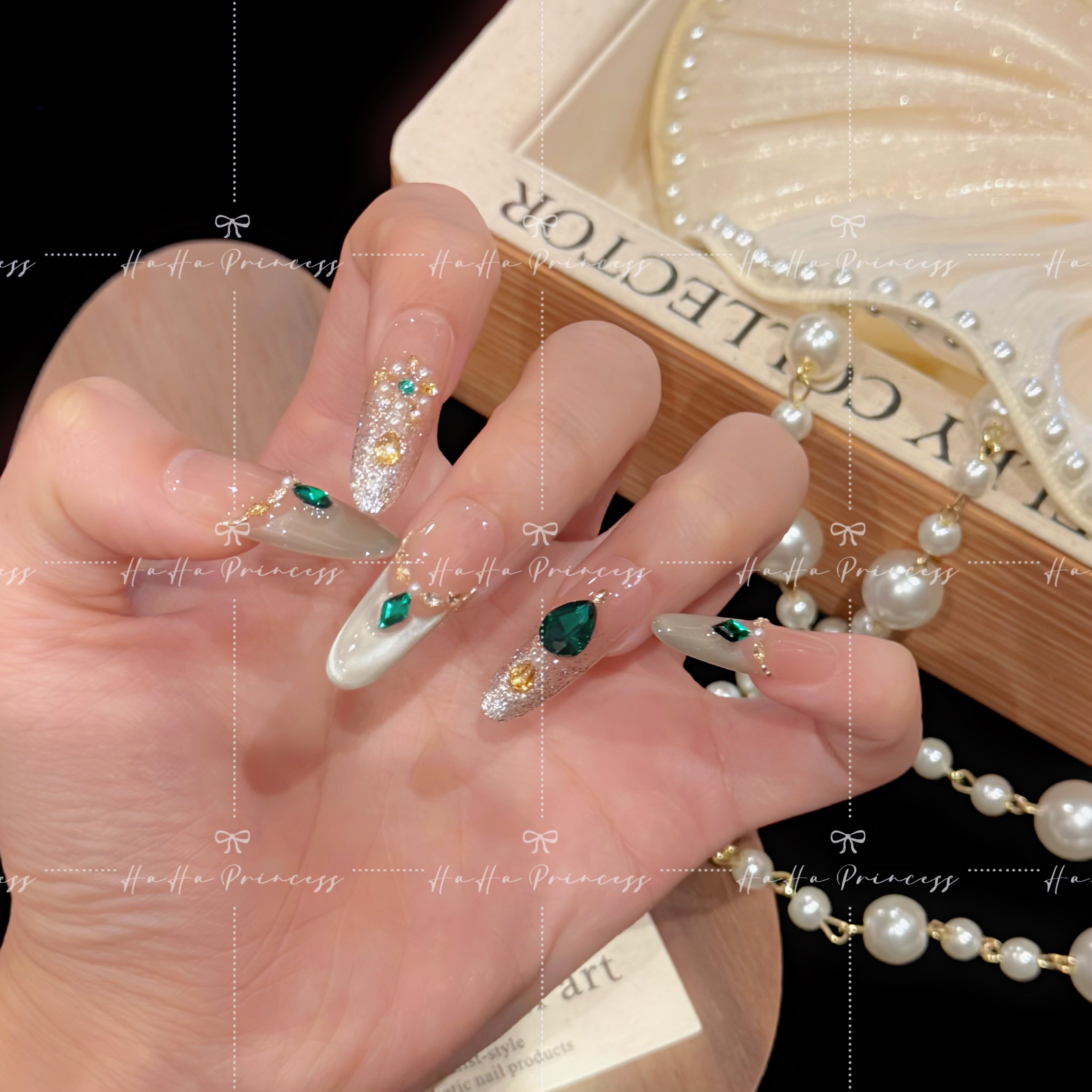 阿拉丁-Haha princess纯手工穿戴甲10片装可重复佩戴-送工具包