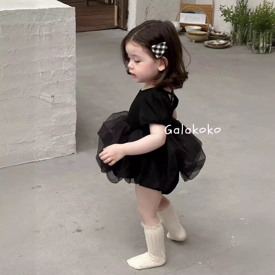 现A.Galakoko夏季婴童连体三角哈衣纱纱裙爬服节日外出公主裙