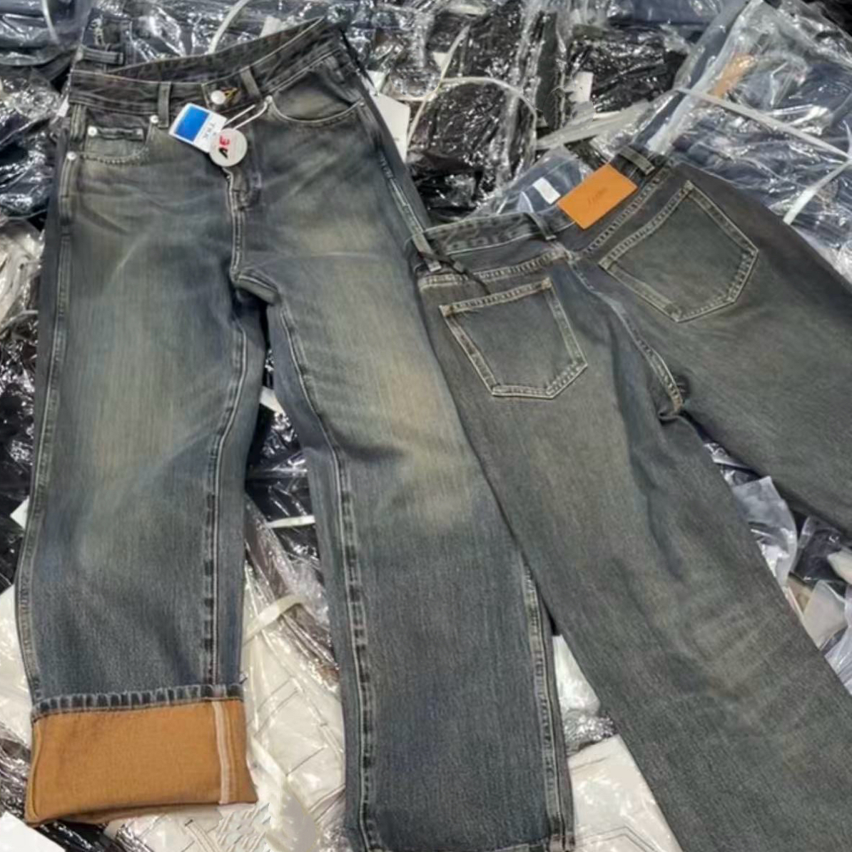 秋冬新款窄直筒复古牛仔裤 个性 不加绒！！！