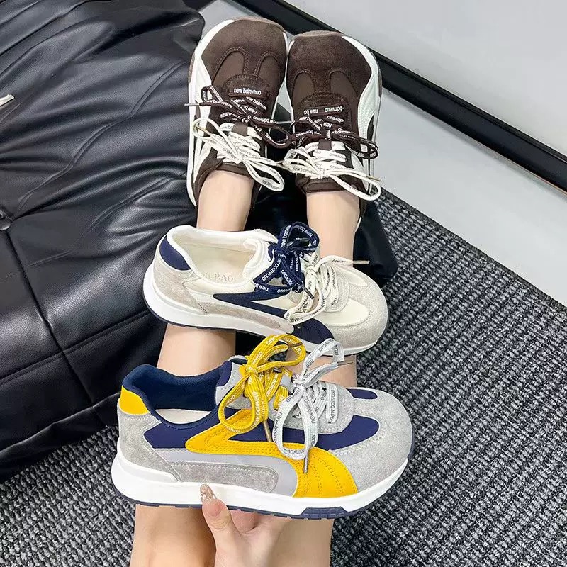 2025秋季新款拼色厚底德训鞋女阿甘鞋户外登山鞋百搭透气运动板鞋