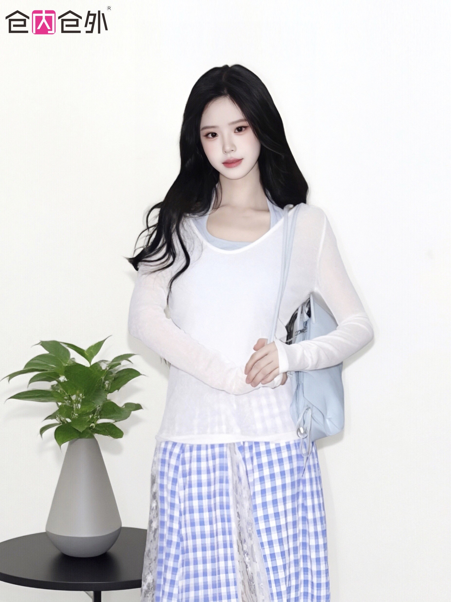 【仓内仓外】慵懒感套装小衫+少女风半身裙+极简风外搭背心三件套