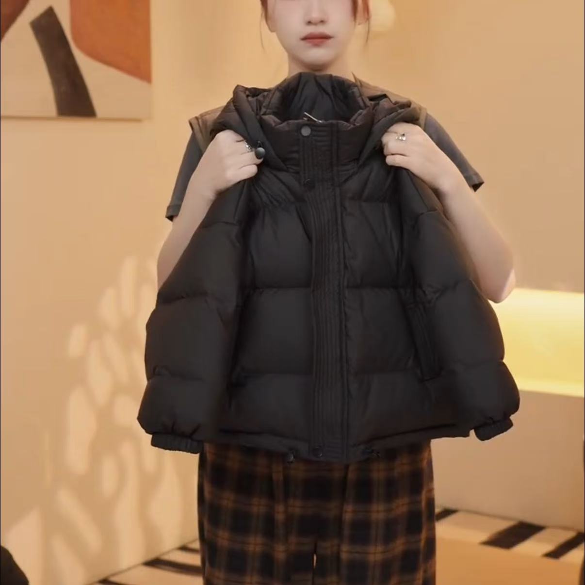 【现货狒狒】冬季儿童韩版时尚双倍充绒加厚连帽白鸭绒羽绒服