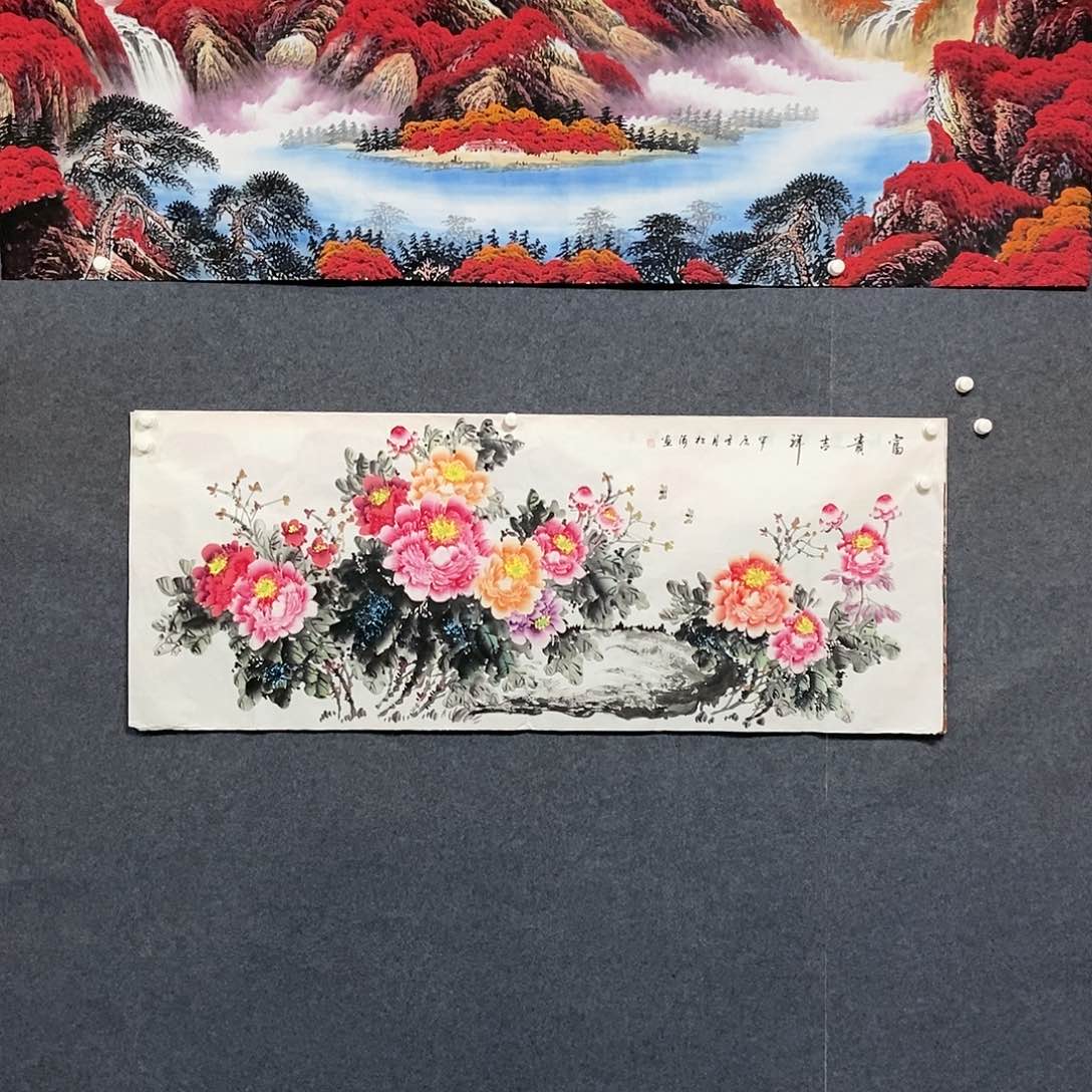 国画小六尺花鸟一副
