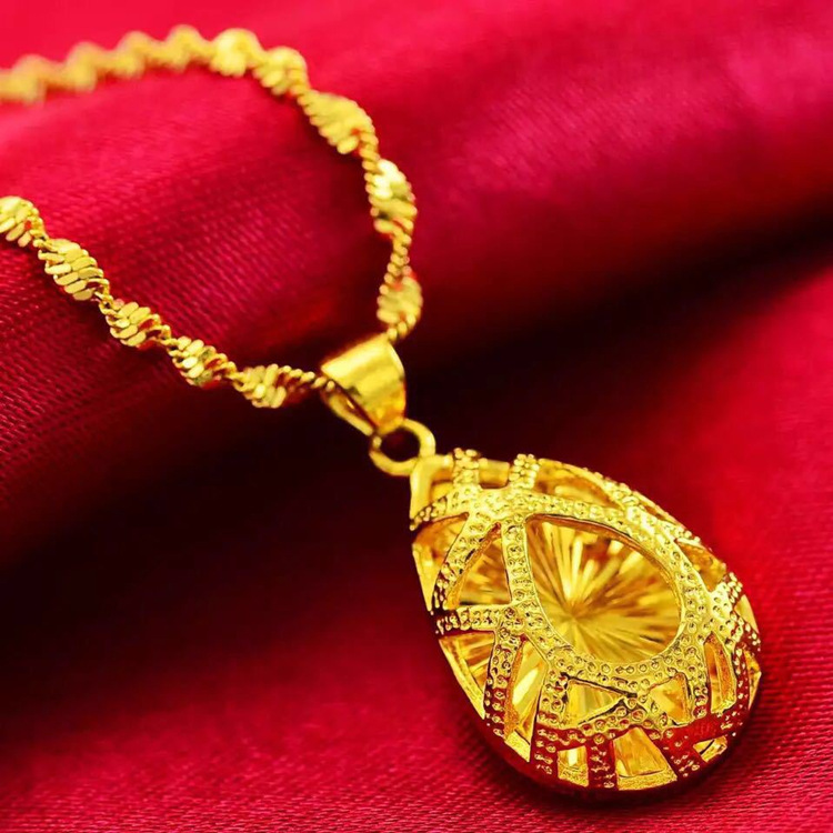  水滴坠链女款镂空轻奢时尚气质百搭金色精美妈妈项链