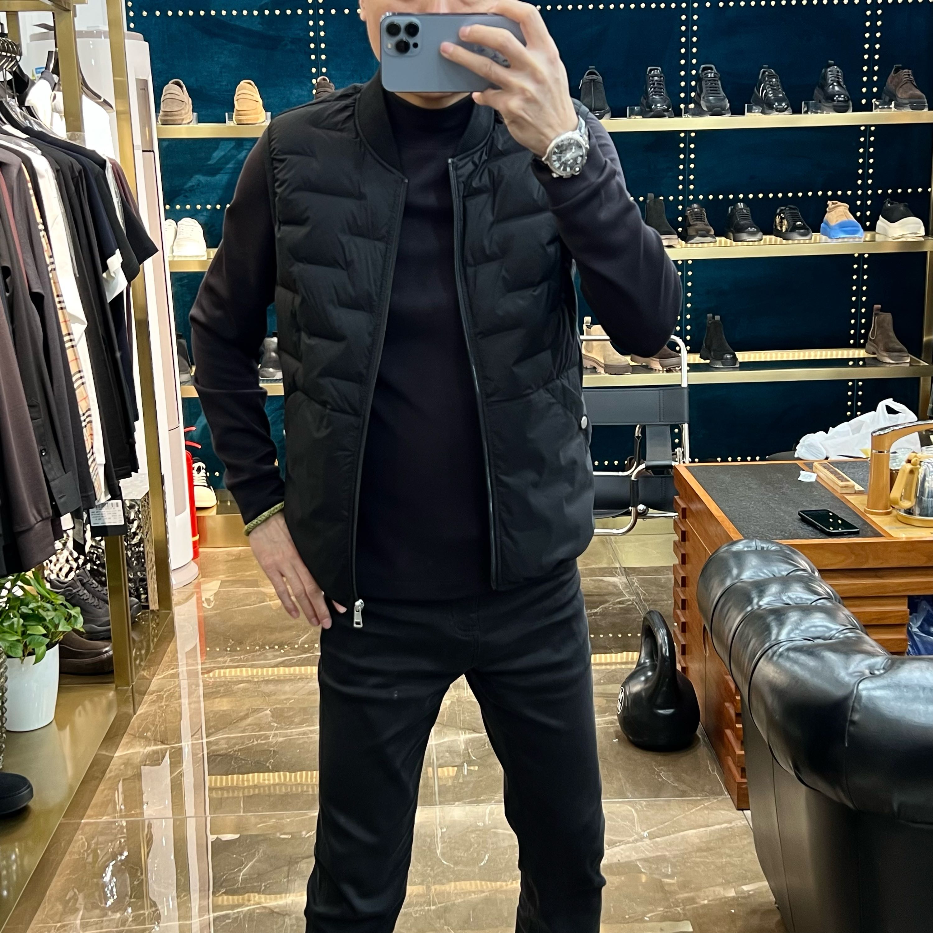 3531冬季男士百搭90白鹅绒马甲羊毛填充三合一机车夹克