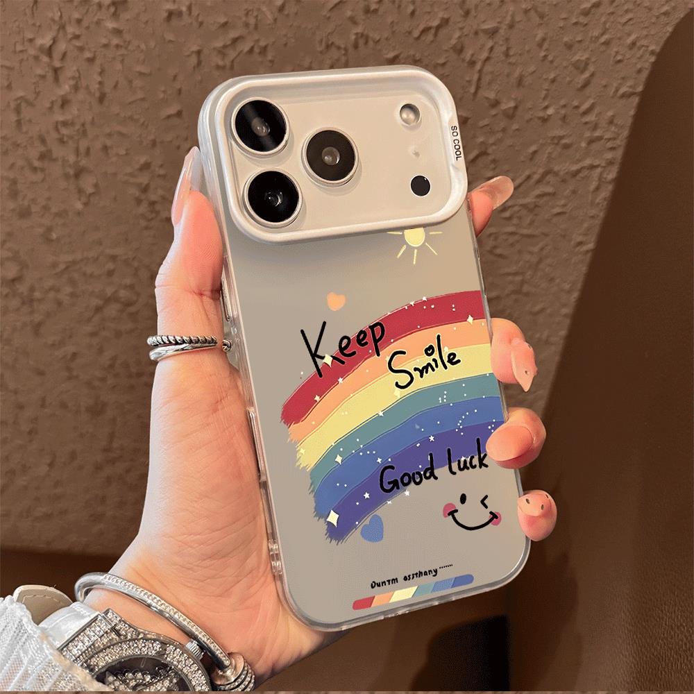 适用于苹果17promax手机壳彩虹微笑16e支架高级感15/13彩银12套新